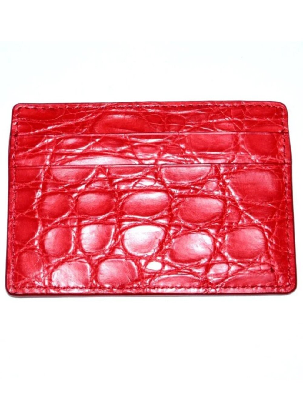 Versace Red Croc Card Case Wallet New w/ Minor Defect